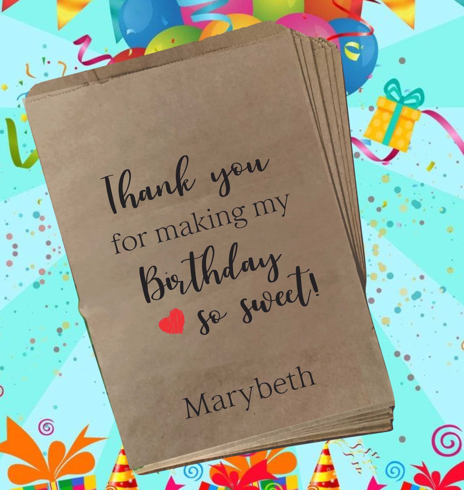 Thank You For Making My Birthday So Sweet Favor Bags Happy Etsy
