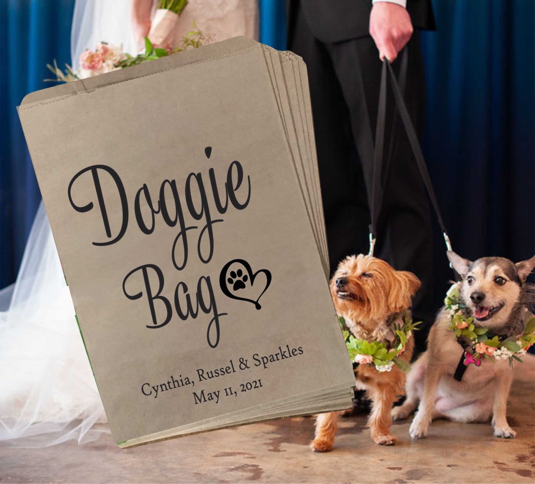 Doggie Bag Wedding Favor Bags Dog Treat Bags With Heart Paw Etsy