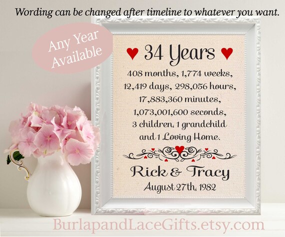 34th anniversary gift for husband