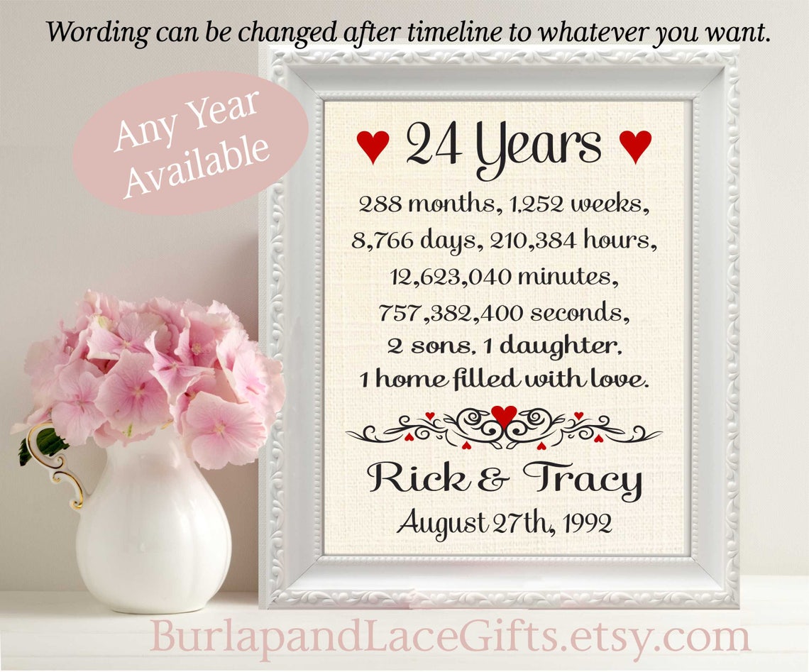 24Th Anniversary 24 Years Together Gift To Wife Gift For | Etsy