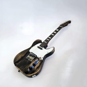Ready to Ship! Pixelator Tenor Solid Body Electric Ukulele. Bluesteel and weathered reclaimed Douglas Fir.