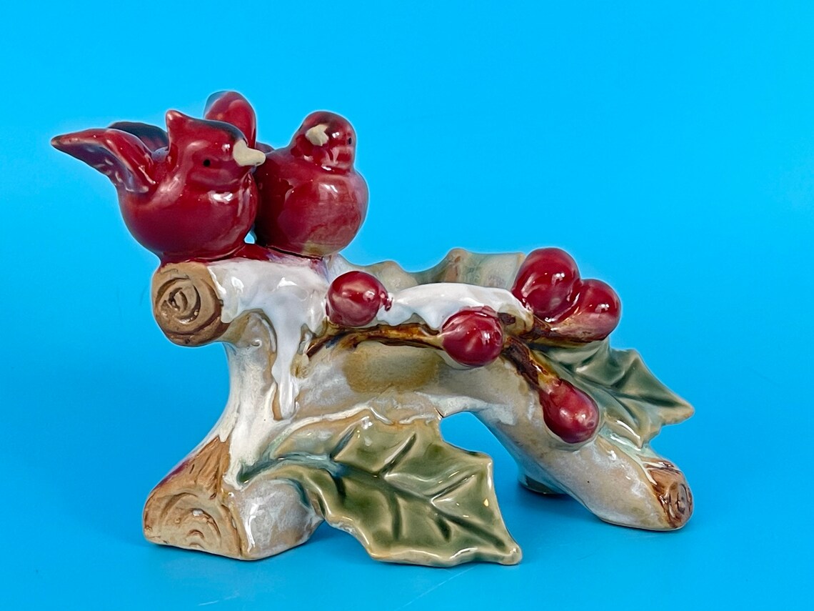 VTG Songbird Cardinal Candleholder Figurine Fine Porcelain Etsy