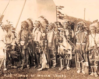 Astoria Oregon Southwestern Chiefs Group Teepee RPPC Photo Warriors c1911 Vtg Postcard K17