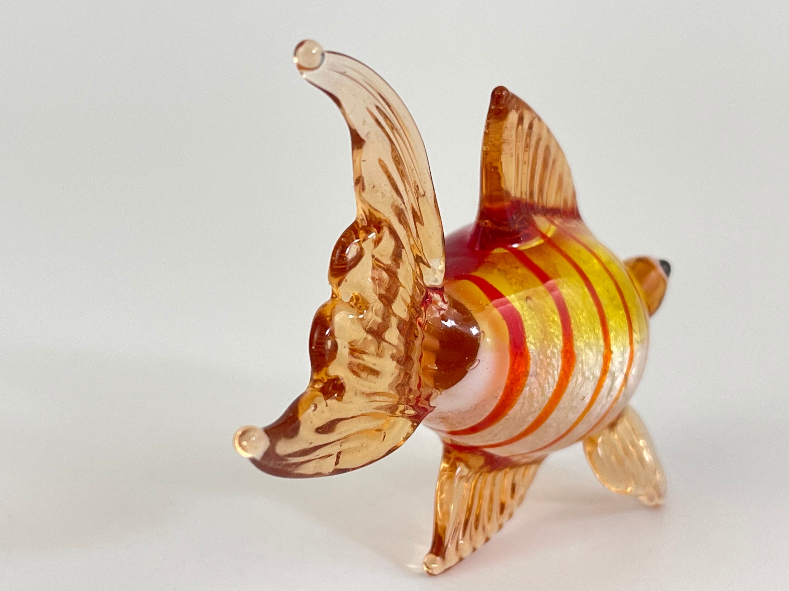 Blown Glass Angel FISH Figurine Art Glass Marine Animal Etsy