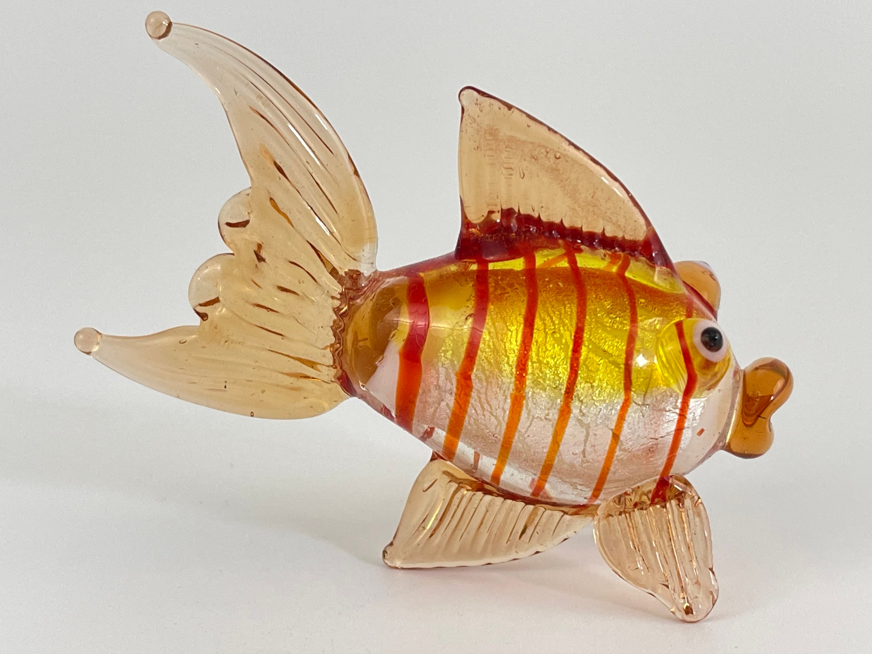 Blown Glass Angel FISH Figurine Art Glass Marine Animal Etsy