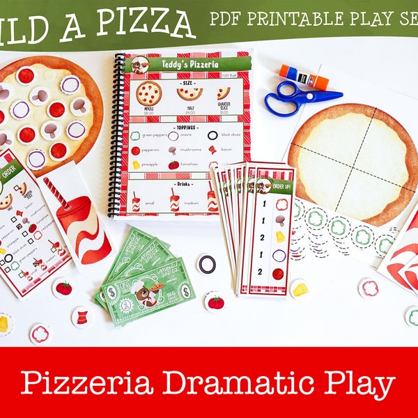 Build A Pizza PLAYset | Pretend Play | Preschool Printable | Toddler Preschool Activity | PreK Printable | Pretend Play | Dramatic Play