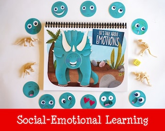 Dinosaur Themed Emotions Chart | PLAYmat | Printable Feelings Chart | Preschool | Social Emotional Development