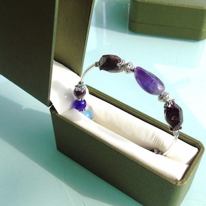 Zodiac Jewelry Natural Amethyst,Red Garnet, Lapis Lazuli, Aquarius, Piscies, November, Love, Luck, Protection Bracelet