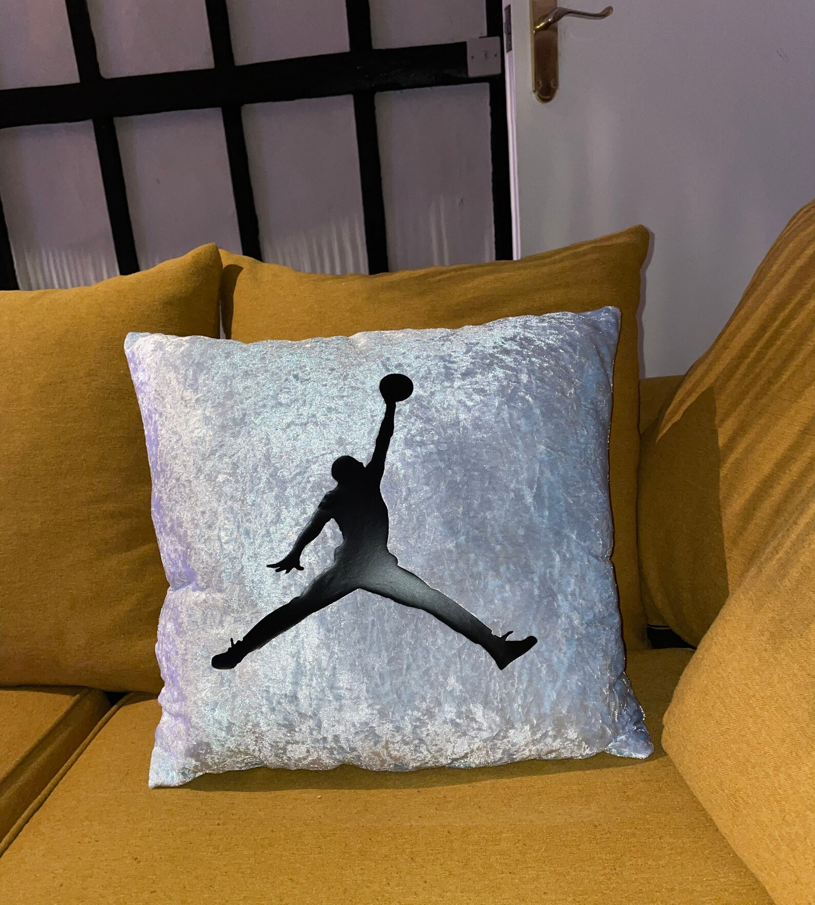 Baby blue Jordan inspired sports cushion Etsy