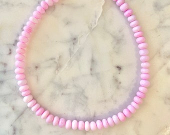 Bright Hot Pink Opal Gemstone Necklace - 14k Gold