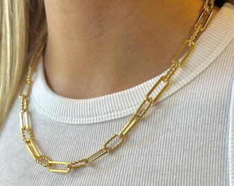 Gold Paperclip Chain Necklace - Chunky