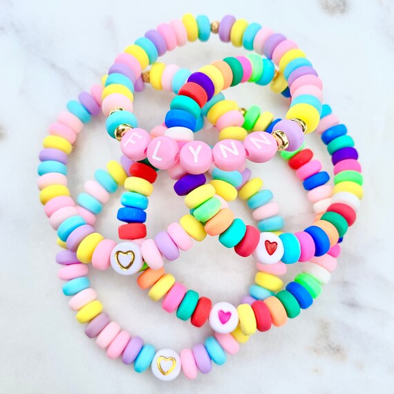 Faux Candy Pastel and Rainbow Beaded Stretch Bracelet -  Denmark