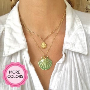 Porcelain Shell 14k Gold Chain Necklace, Shell Necklace, Summer Necklace, Gifts for Her, Gifts for Mom, Summertime Jewelry