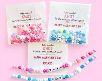 Valentine's for Kids - Beaded Stretch Bracelet Kit - Valentines for the Class - Handout