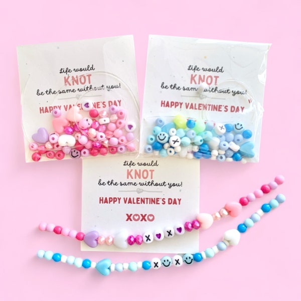 Valentine's for Kids - Beaded Stretch Bracelet Kit - Valentines for the Class - Handout