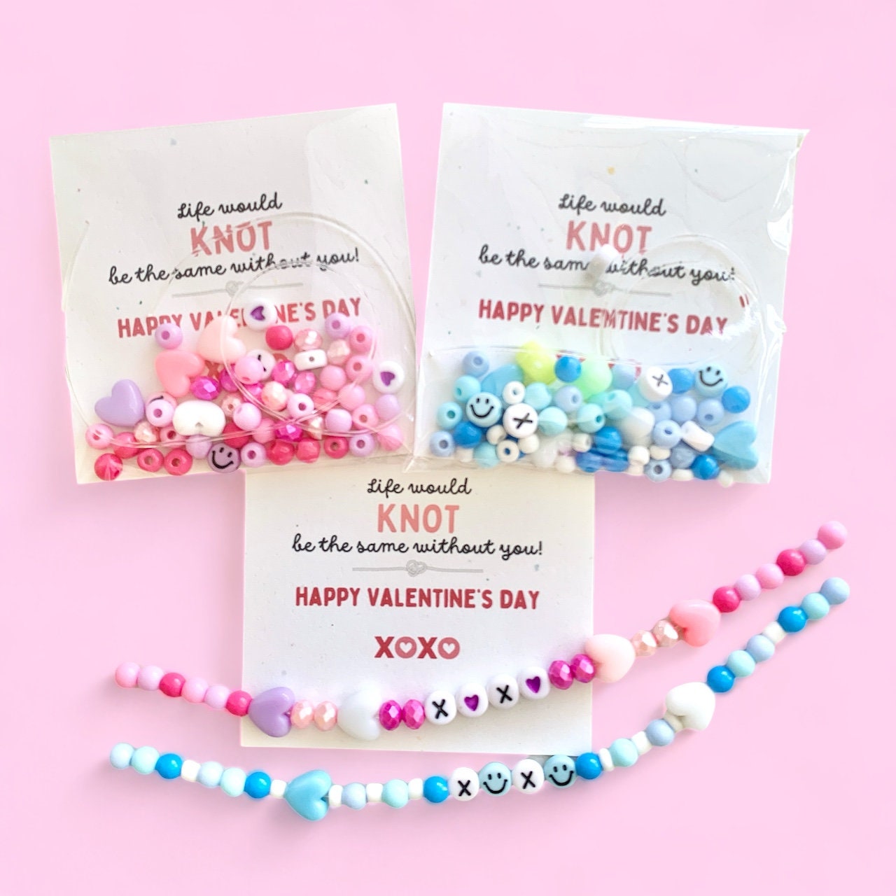 Valentine's for Kids - Beaded Stretch Bracelet Kit - Valentines for the Class - Handout