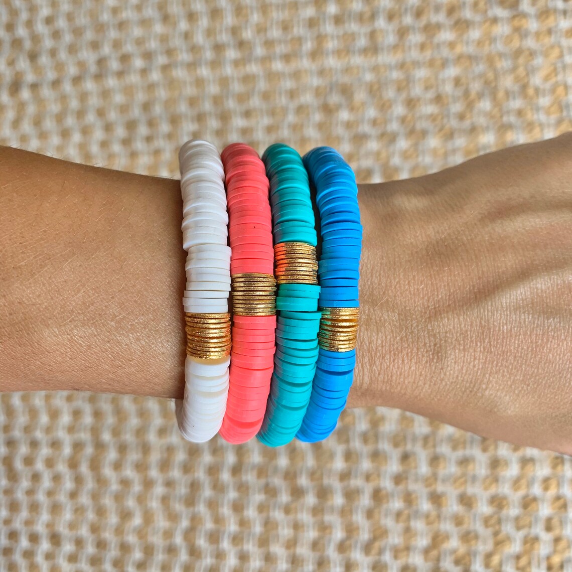 Colorful Heishi beaded stretch bracelets Etsy
