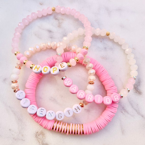 Large Bead Stretch Bracelets, One Size / Grapefruit Pink