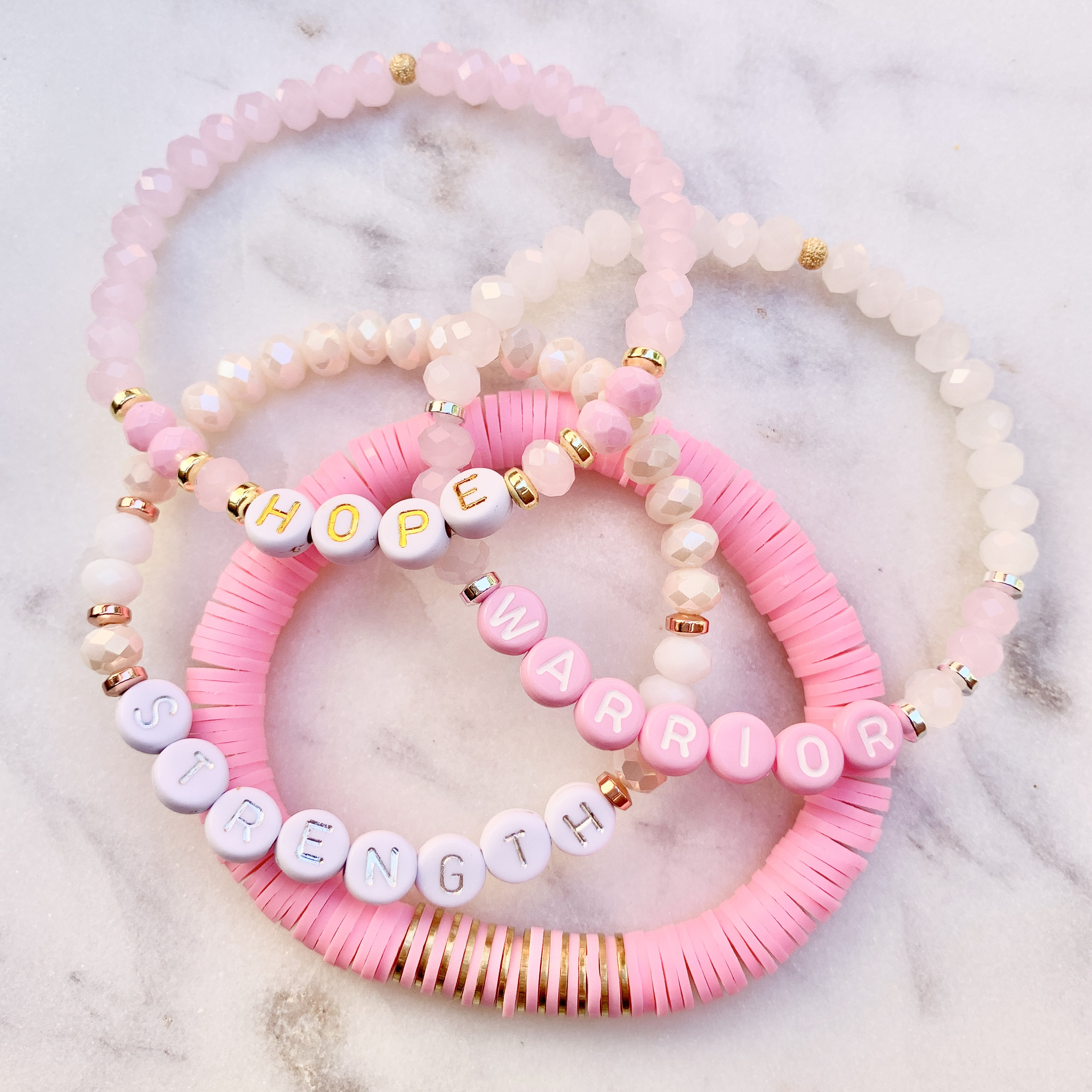 Breast Cancer Awareness Crystal Bracelets | Cj Earthly Creations
