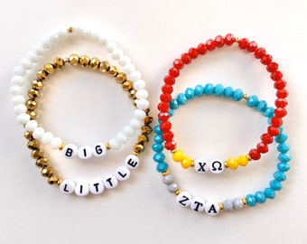 Beaded stretch sorority bracelet || big || little || sorority