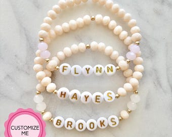 Custom Name or Word Beaded Stretch Bracelets, Gifts for Her, Personalized, Gifts for Mom, Best Selling Item, Anniversary, Inspirational