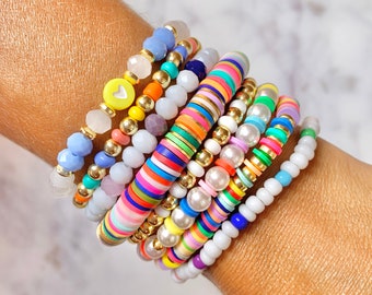 Summer Stacking Colorful Beaded Stretch Bracelets, Everyday Bracelets, Gifts for Her, Summer Fun Jewelry, Custom, Best Selling Items, Girls