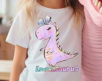 CUSTOM Girl Dinosaur Shirt, Dinosaur Name Shirts Kids, Girl Dinosaur Gifts, Dinosaur School Shirts, Cute Dinosaur Shirt Paleontologist T-Rex