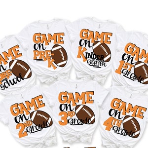 Football First Day of School Shirt, Boys Back To School,Preschool, PreK, Kindergarten, 1st Grade, 2nd Grade,3rd Grade,4th Grade, 5th Grade