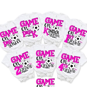 First Day School Soccer Girl Shirt Game Soccer Player Outfit,Preschool PreK,Kindergarten,1st Grade,2nd Grade,3rd Grade 4th 5th Grade Pink