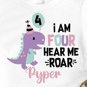 4th Birthday Girl Dinosaur Shirt Kids,I am Four Hear Me Roar,Dino Birthday,Girl Dinosaur Gift, Dinosaur Toddler Girl, Four Birthday Shirt 4