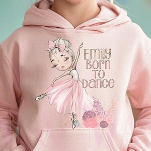 Blonde Ballerina Hoodie, Mädchen Tanz Hoodie, Ballett Hoodie, Tanz Pullover, Tanz Sweatshirt, Langarm Tänzerin, geboren zum Tanzen, Tänzerin Geschenke