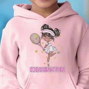 Black Girl Tennis Hoodie, Toddler Girl Tennis, Tennis Birthday, Tennis Long Sleeve, Tennis Pullover, Tennis Sweatshirt, Girls Tennis Gift