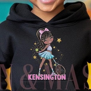 Black Girl Tennis Hoodie, Toddler Girl Tennis, Tennis Birthday, Tennis Long Sleeve, Tennis Pullover, Tennis Sweatshirt, Girls Tennis Gift