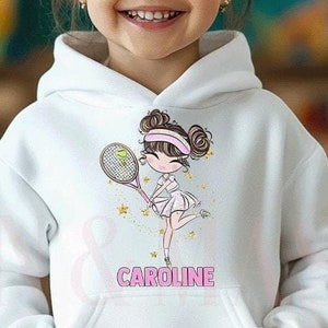 Girls Tennis Hoodie, Toddler Girl Tennis, Tennis Birthday Gift, Tennis Long Sleeve, Tennis Pullover, Tennis Sweatshirt, Girls Tennis Gift
