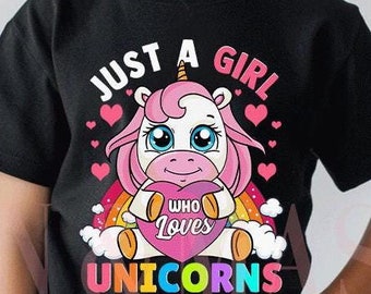 Girls Unicorn T-Shirt, Rainbow Unicorn Party Shirt