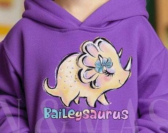 Personalized Dinosaur Hoodie, Custom Name Kids Sweatshirt, Dinosaur Toddler Clothes