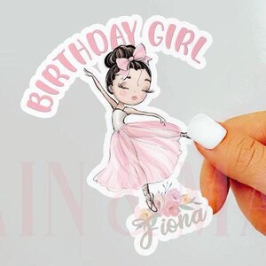 Adesivo ballerina, adesivi personalizzati per balletto, adesivo per compleanno di balletto, ballerina festeggiata, bomboniere per feste di ballerina, figlia ballerina