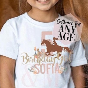 Glitter Boho Horse Birthday Shirt Girls Horse Riding Shirt, Horse Birthday, Cowgirl Shirt, Equestrian Birthday,Horse Party 4 5 6 7 8 9 10 11