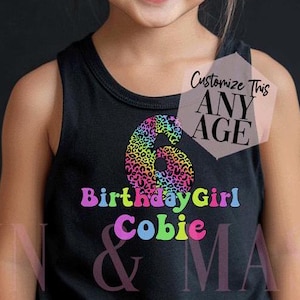 Rainbow Leopard Birthday Girl Shirt,Birthday Tank Top,Leopard Birthday,Animal Print Birthday Shirt,Neon Birthday Shirt,Rainbow Birthday Tank