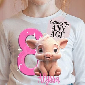 Pig Birthday Girl Shirt, Long Sleeve Birthday Girl Shirt, Pig Long Sleeves, Girl Pig Gift, Girl Pig Shirt,Toddler Girl Pig Tee,Farm Birthday