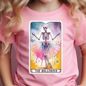 Die Ballerina Tarot Karte Shirt Mädchen Skelett Frauen Ballett Mutter Tochter Tanz Lehrer, Ballett Geschenke, Tänzerin Geschenke, Ballett Geburtstag Shirt