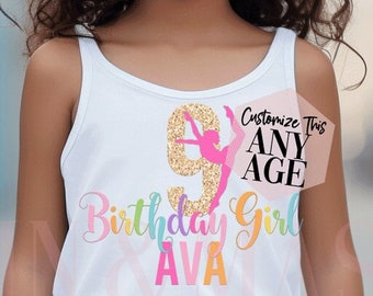 Birthday Tank Top Dance or Gymnastics Rainbow Glitter Dancer, Dancer Shirt, Gymnastics Shirts, Gymnast Gift, Dance Gifts, Dance Birthday