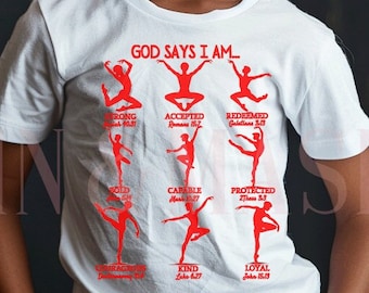 Boy Dancer Shirt, God Says I Am Shirt, Christian Dancer, Boys Bible Shirt, Boy Christian Shirt, Boy Dancer Gift, Toddler Boy Dance Shirt Red