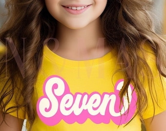 7th Birthday Girl T-Shirt, Groovy Retro Style, Birthday Girl Shirt