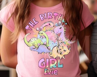 Girl Dinosaur Birthday Girl Shirt Kids,Dinosaur Birthday Squad Shirt,Dinosaur Birthday Party, Girl Dinosaur Gifts,Matching Dinosaur Tshirts