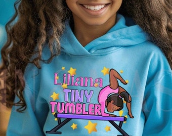 Black Girl Gymnastics Hoodie Kids Gymnast, Tiny Tumbler, Toddler Girl Gymnastics Gift, Gymnastics Outfit, Tumble,Pullover Hoodie Sweatshirt