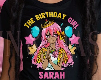 Birthday Girl Shirt, Black Girl Anime, Anime Birthday Shirt, Anime Birthday Party, Teen Birthday Girl, Black Girl Birthday, Anime Gifts