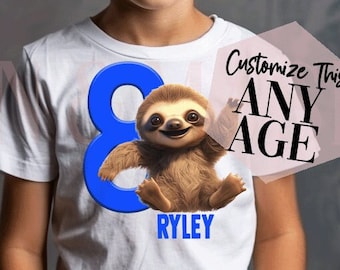 Camiseta de cumpleaños de perezoso, camiseta de cumpleaños para niño, amante de los perezosos, camisetas de perezoso, cumpleaños de perezoso, fiesta de perezosos, regalos de perezoso perezoso para niños de safari, zoológico y jungla