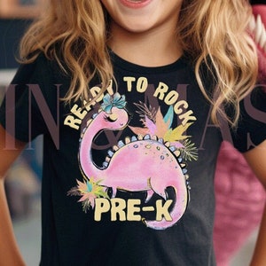 Pre-K Shirt Dinosaur Girls First Day of School,1st Day School Kids Outfit Teacher Moving Up Day Preschool Dino,Girl Dinosaur Brontosaurus