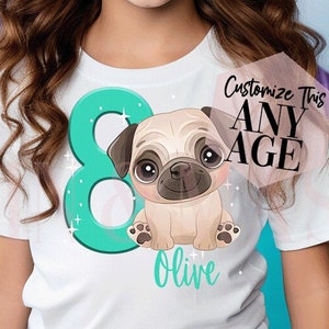 Pug Dog Birthday Girl Shirt, Kids Pug T-Shirt,Puggle Shirt,Pug Dog Gifts Kids, Pug Birthday Shirt, Pug Dog Gift, Pug Mama, Pug Dog Owner